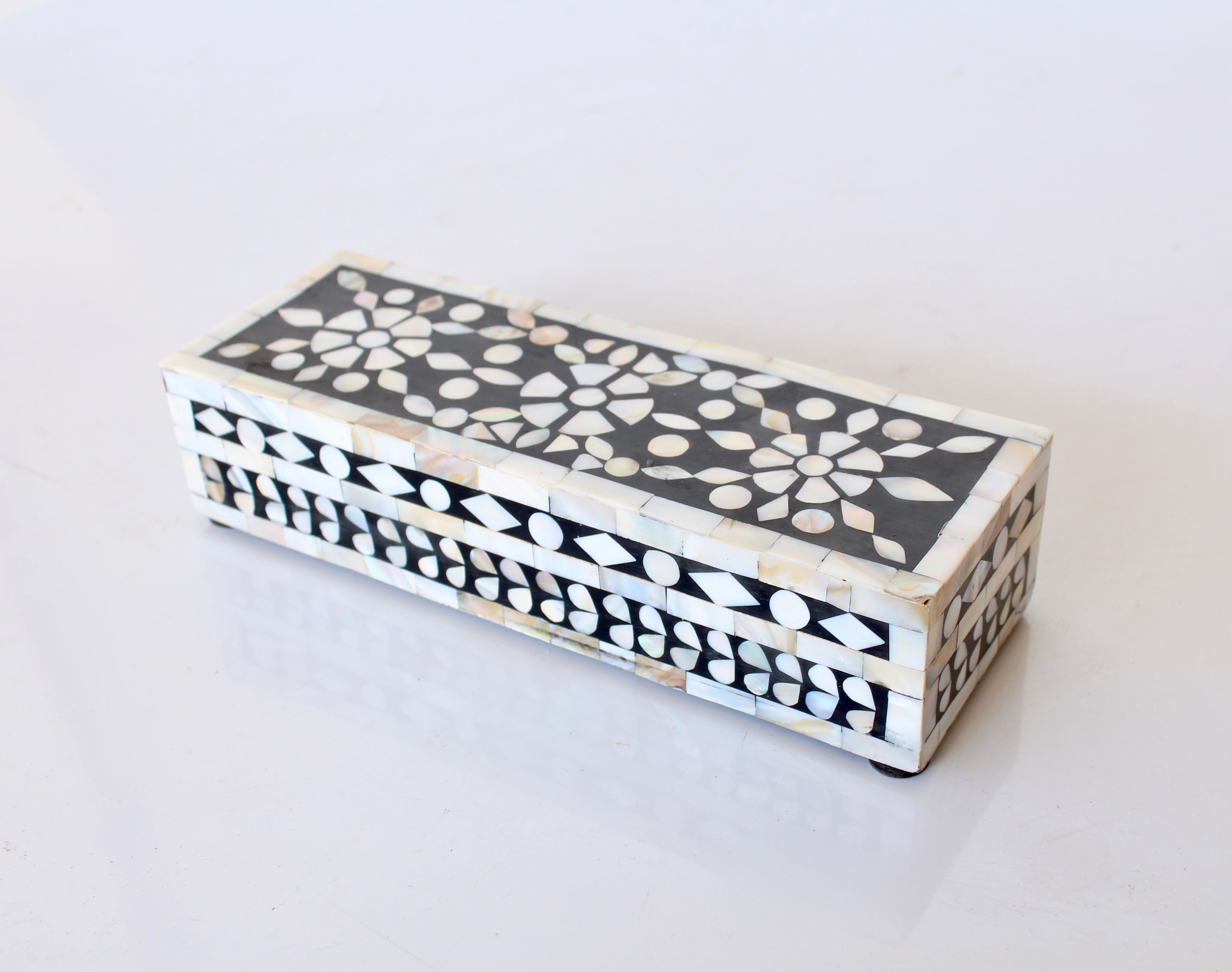 Mother Of Pearl Black Oblong Box