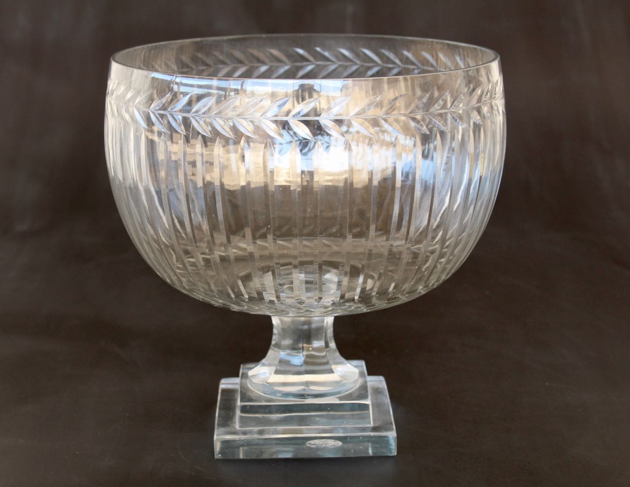 Large Leaf Cut Glass Bowl