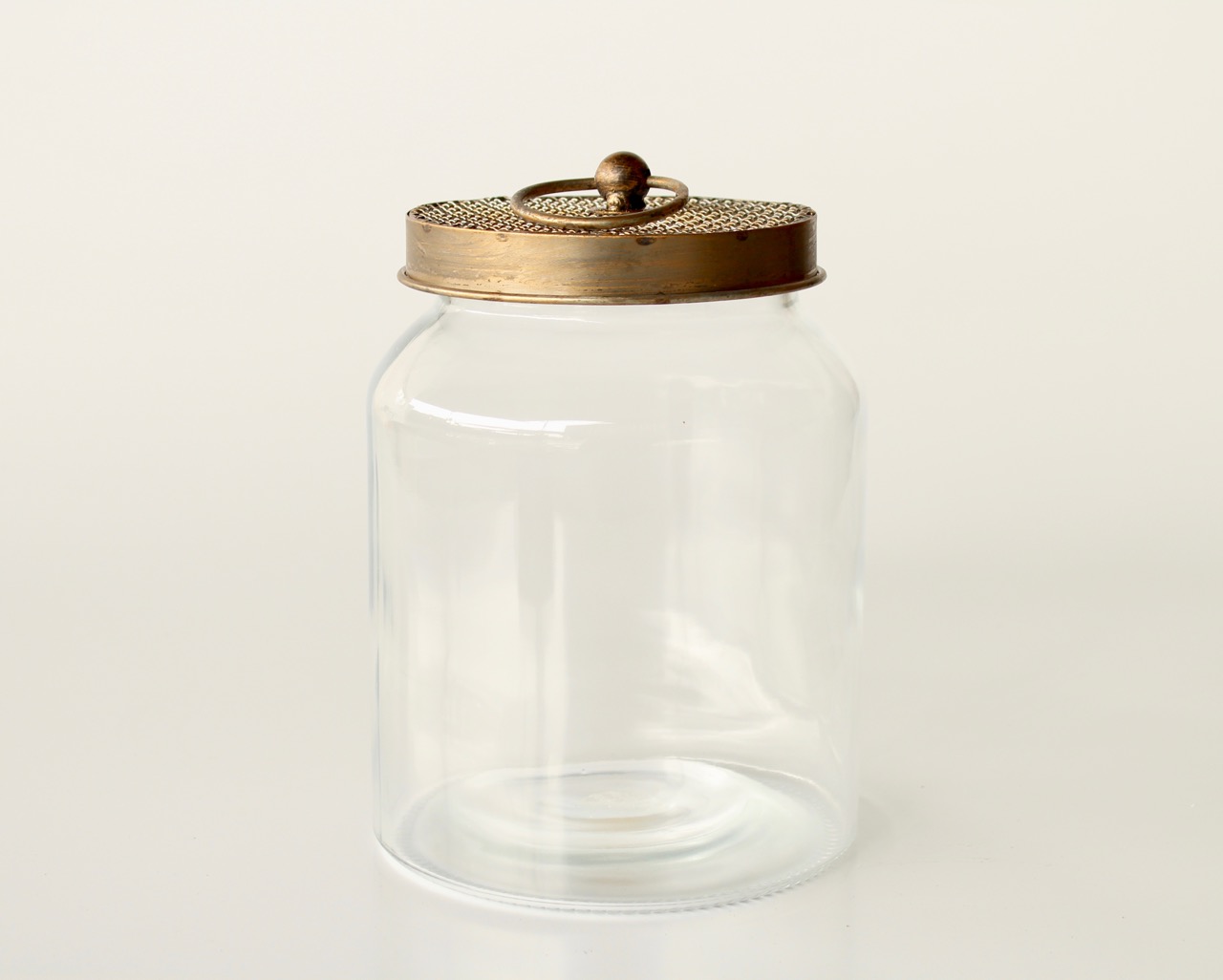 Gold Mesh & Glass Round Container