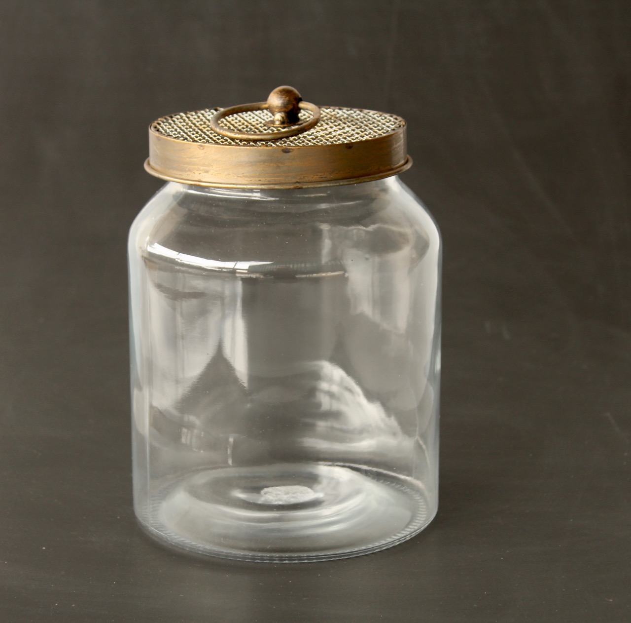 Gold Mesh & Glass Round Container