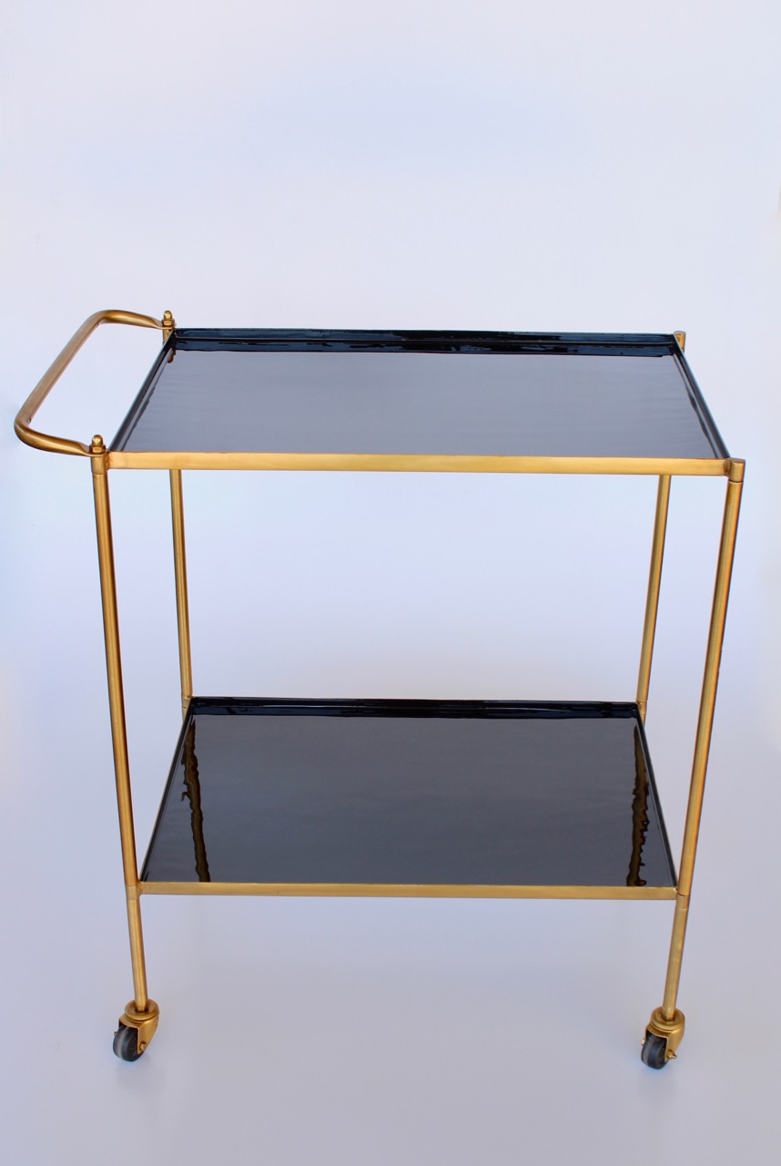 Black Enamel & Brass Trolley