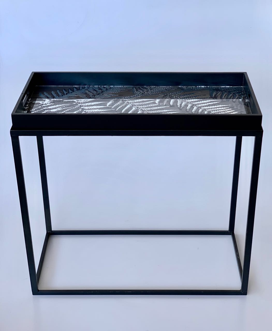 BLACK LEAF GOLD & SILVER SIDE TABLE TRAY  69X66X32CM