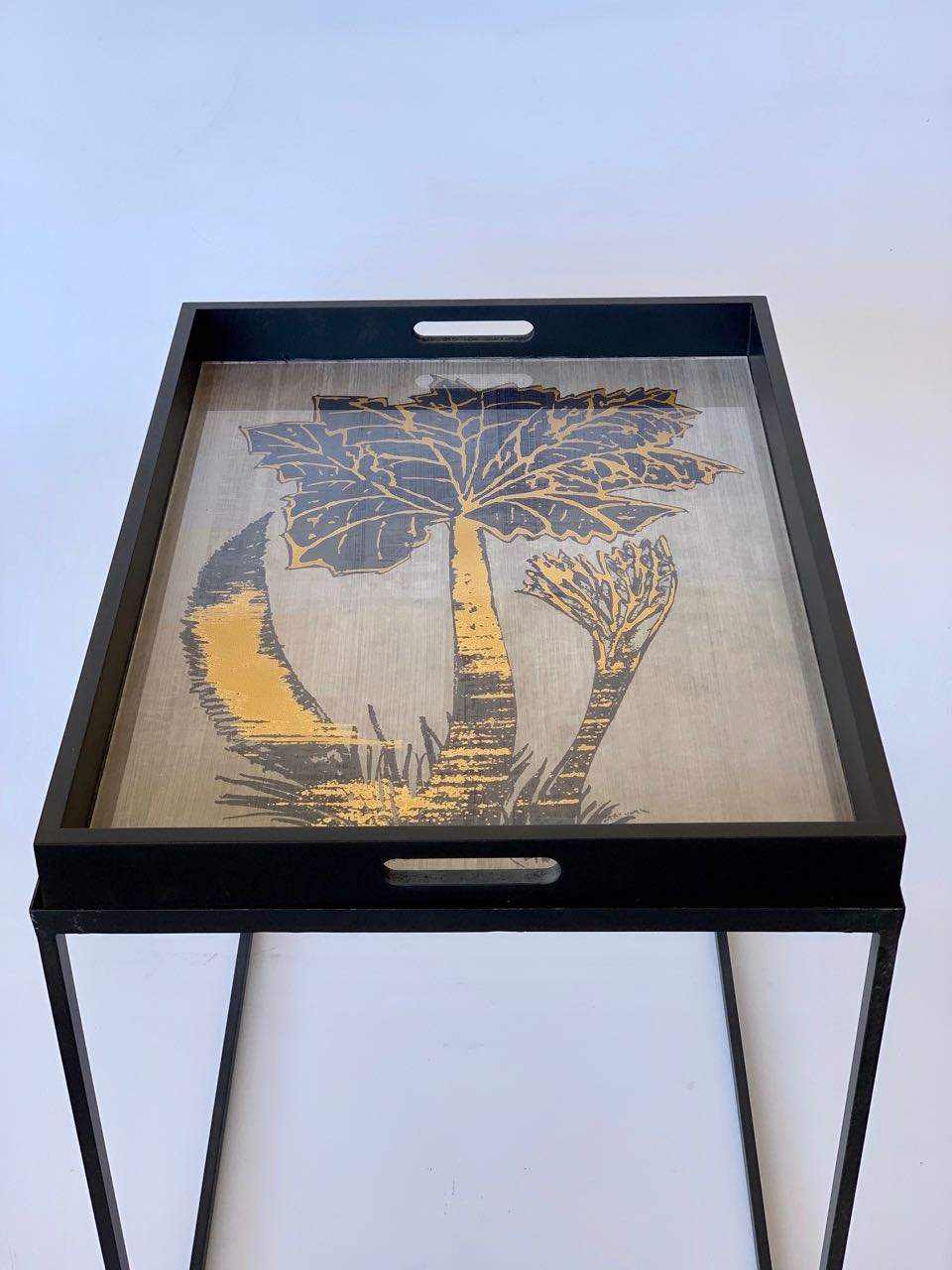 Black & Gold Palm Tree Table Tray
