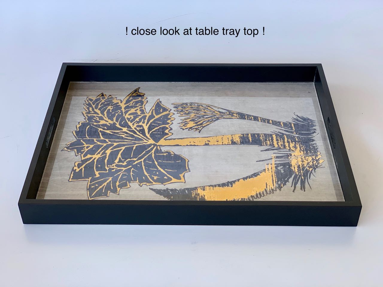 Black & Gold Palm Tree Table Tray