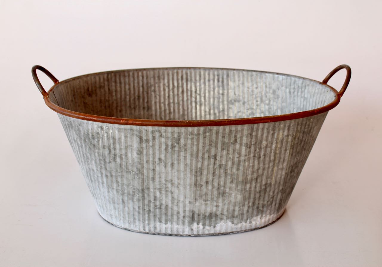 Medium Oval Metal Basin With Handles