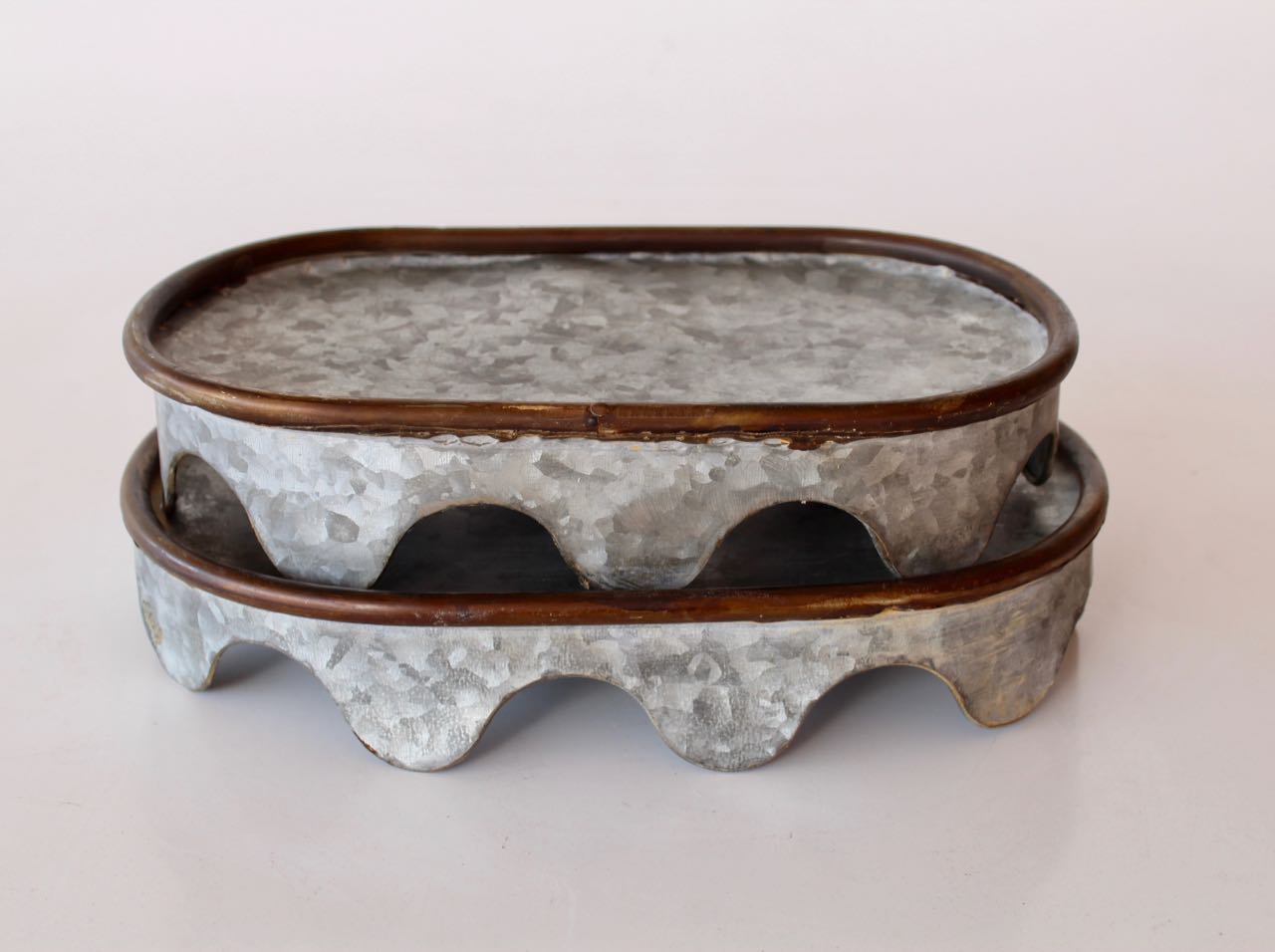 Set Of 2 Oval Metal Bases