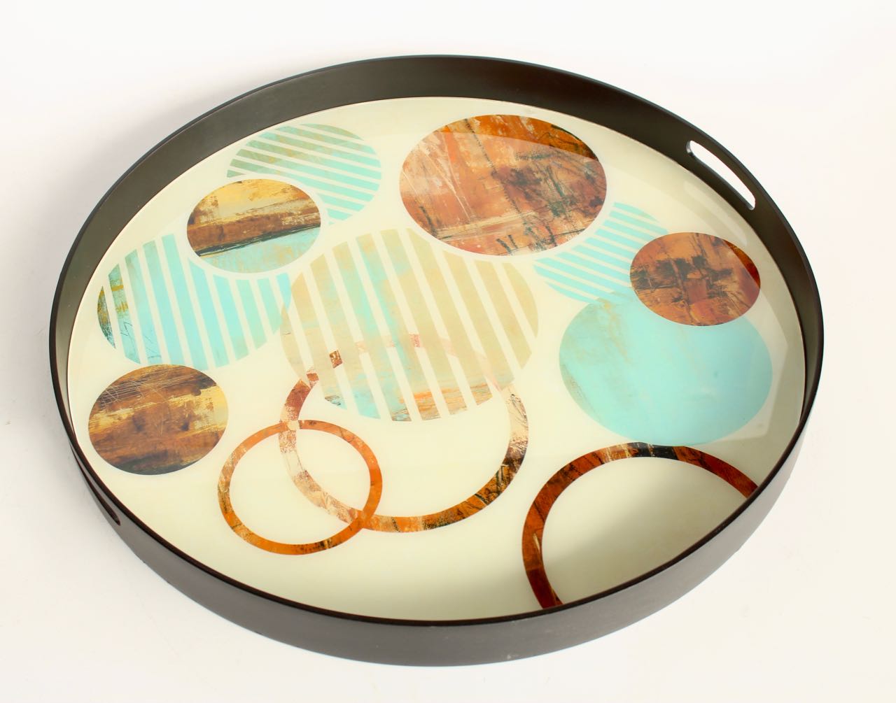 Extra Large Aqua & Gold Circle Tray