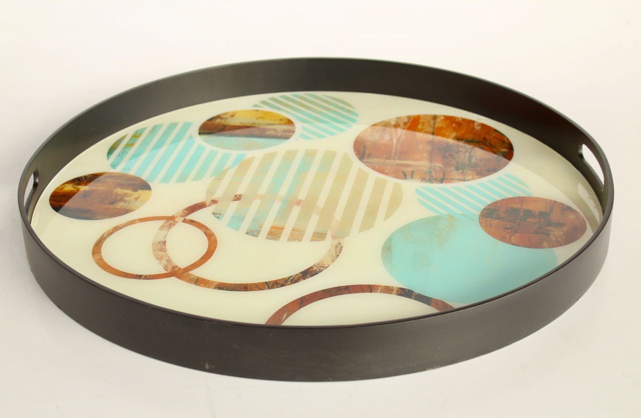 Extra Large Aqua & Gold Circle Tray