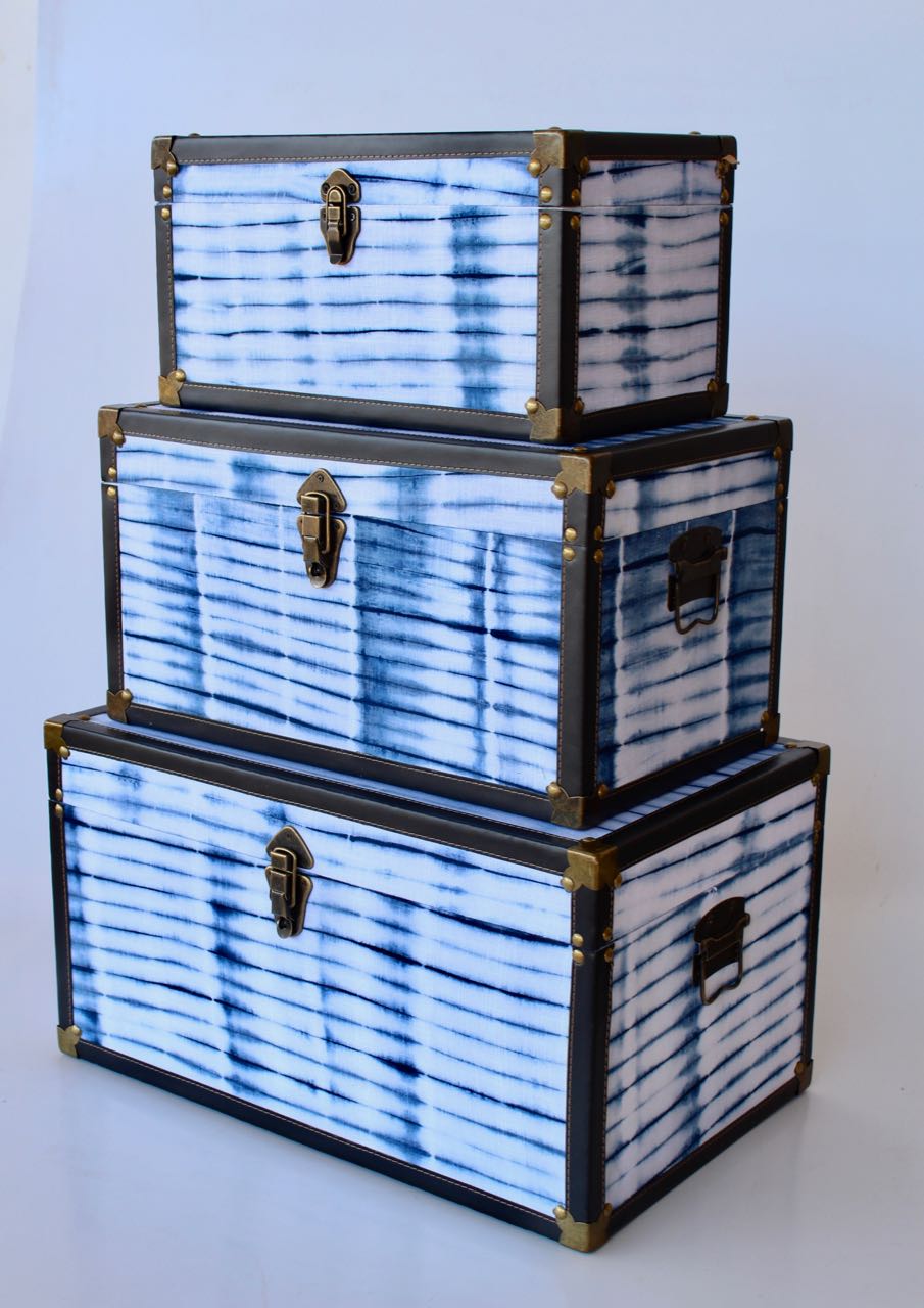 Set Of 3 Blue & White Tie Dye Trunks