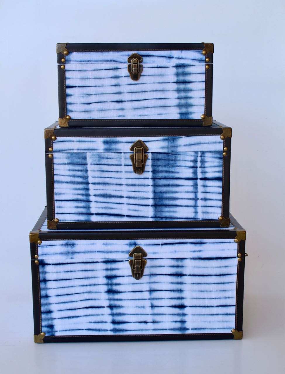 Set Of 3 Blue & White Tie Dye Trunks