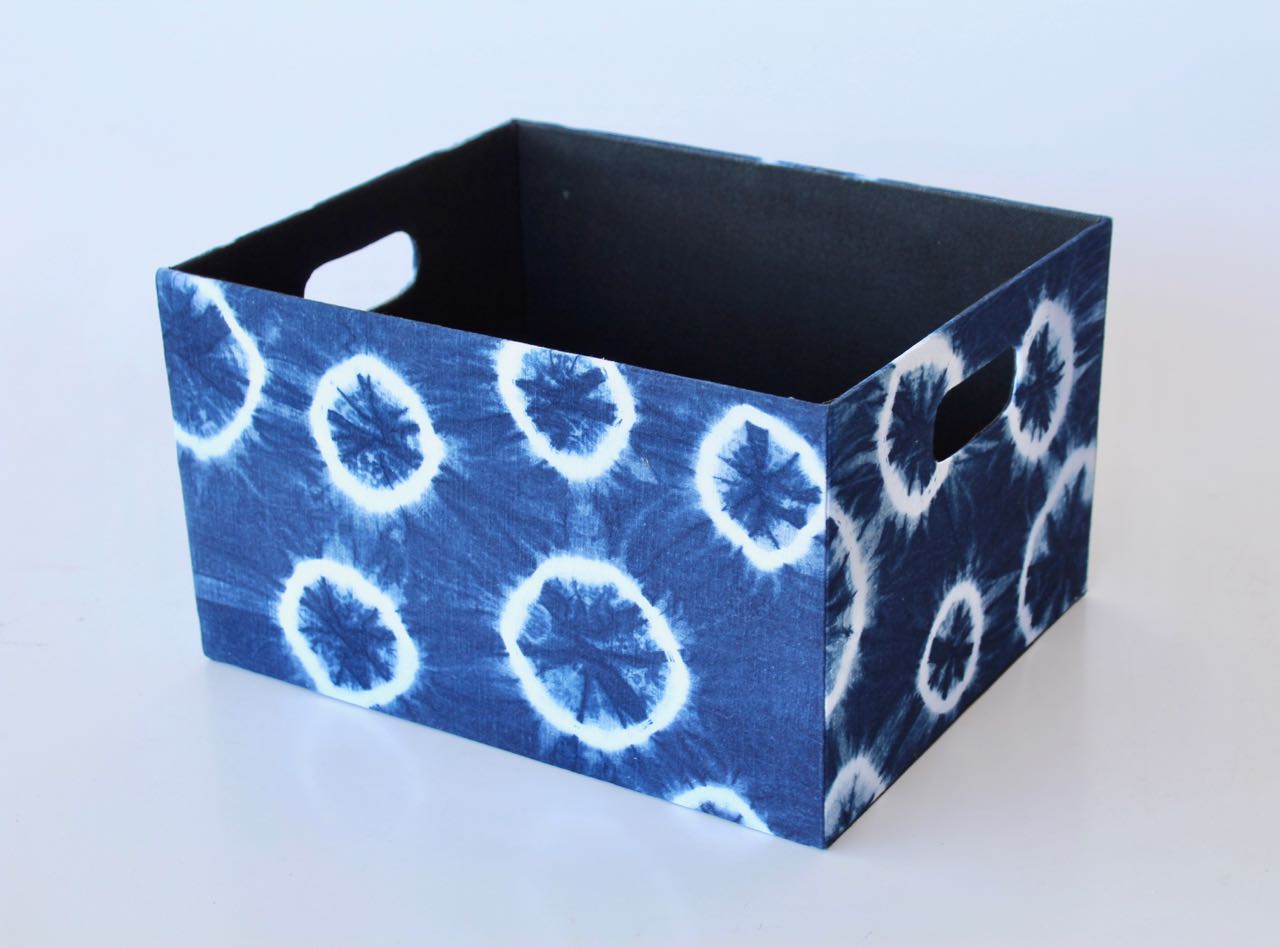 Set Of 2 Blue Tie Dye Fabric Open Boxes