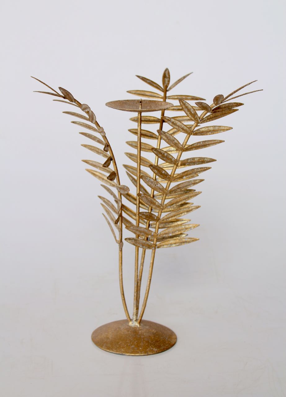 3 FERN LEAF CANDLE HOLDER  40X30CM