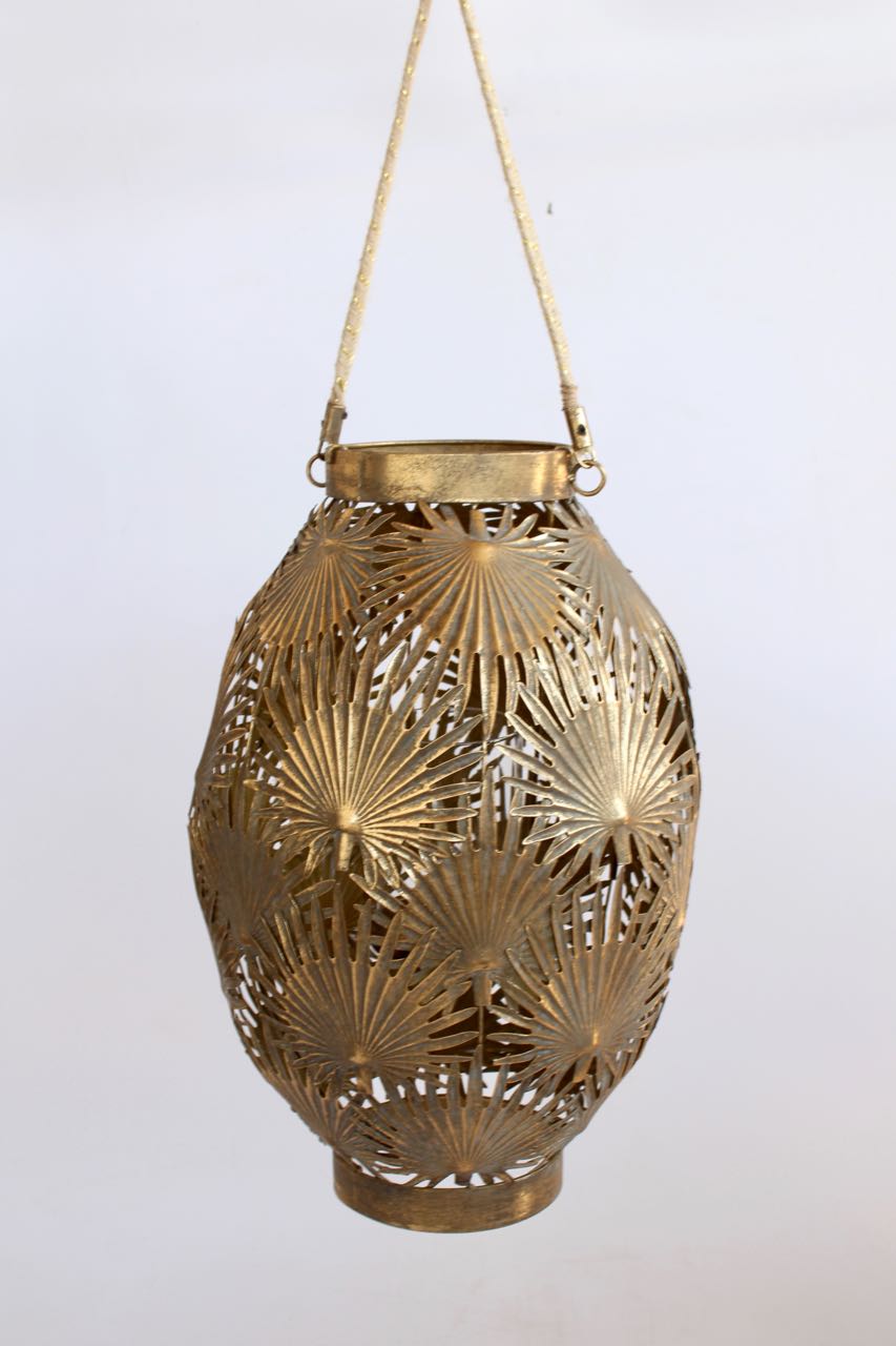 Medium Gold Palm Leaf Candle Holder