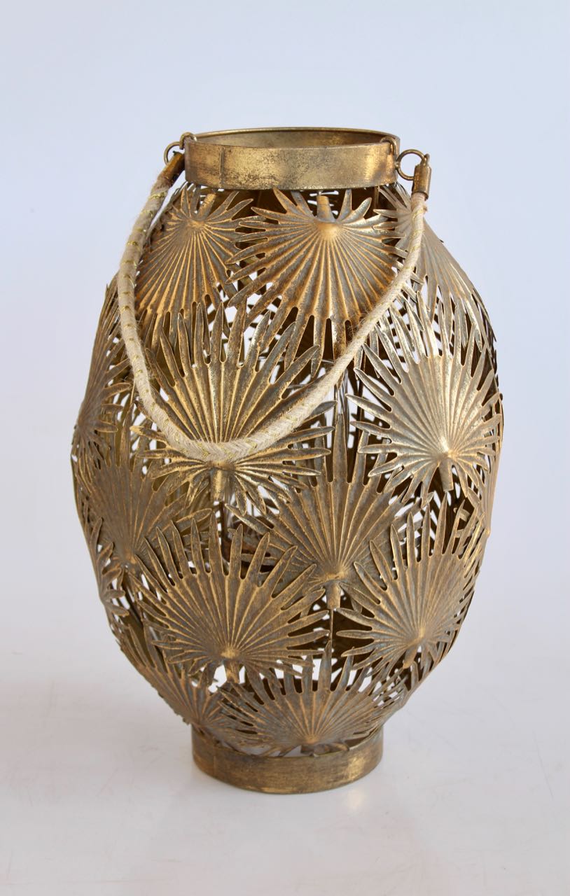 Medium Gold Palm Leaf Candle Holder