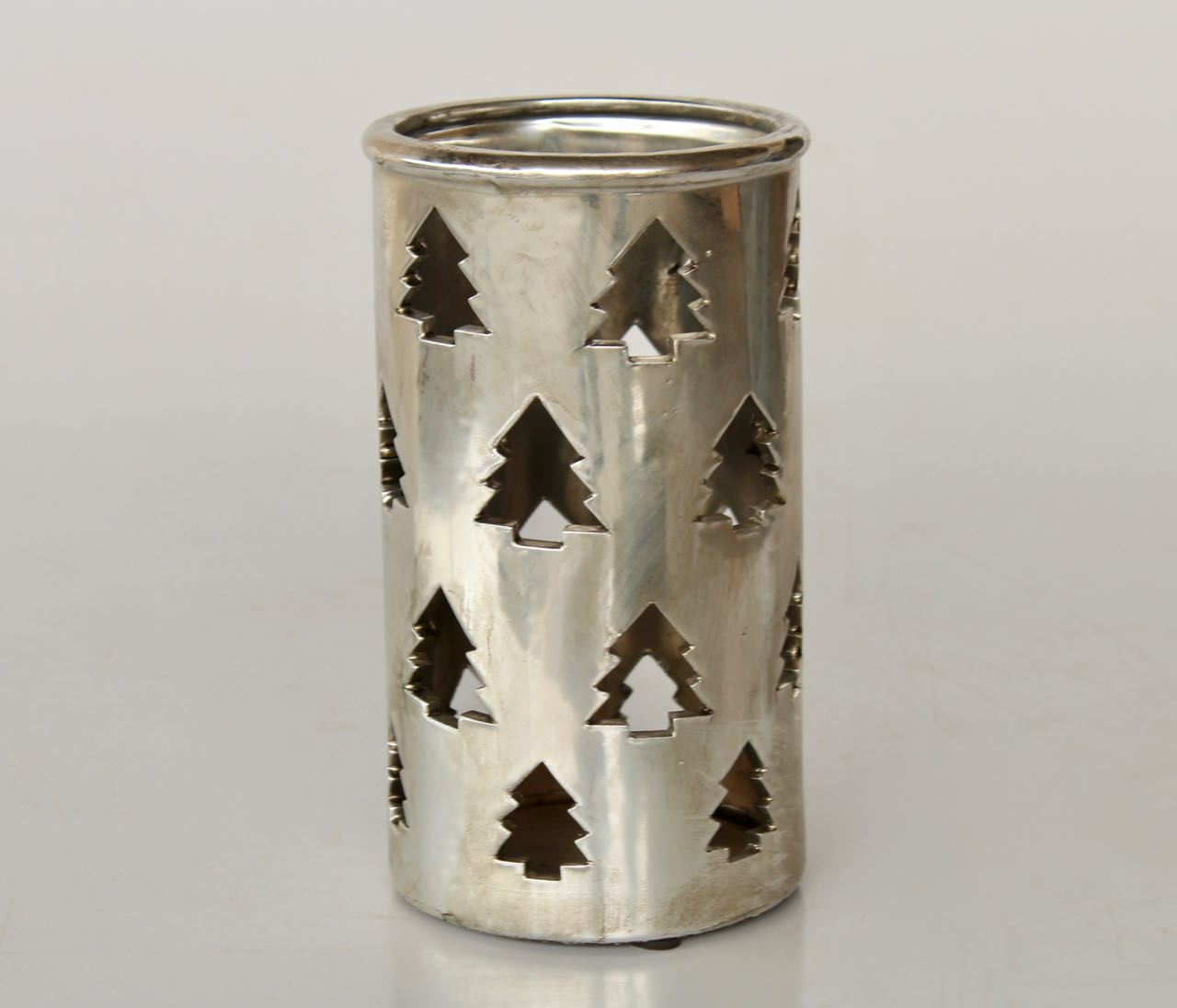 Large Silver Ceramic Tree Candle Holder