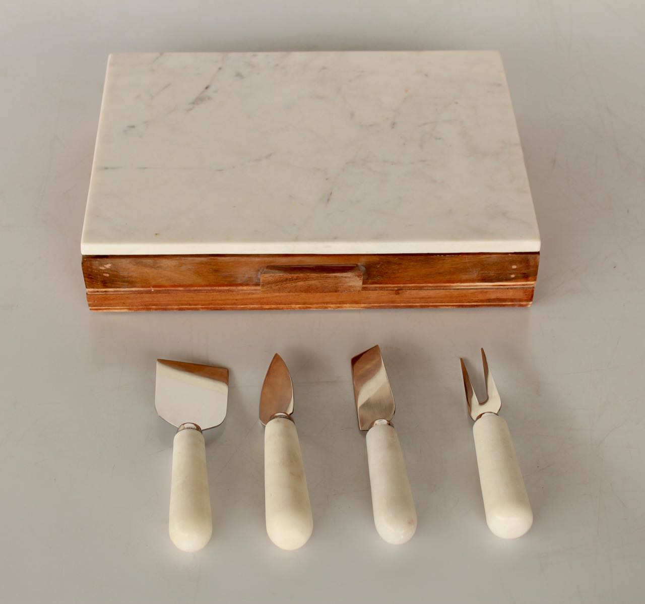 Marble & Wood Cheese Knife Box & Board