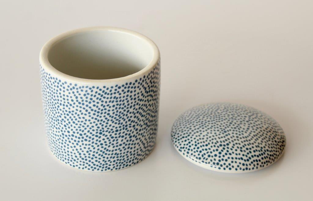 Blue Dot Small Jar With Lid