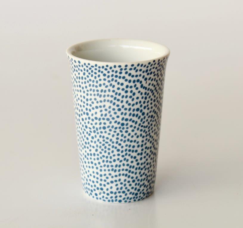 BLUE DOT BEAKER  10X7CM