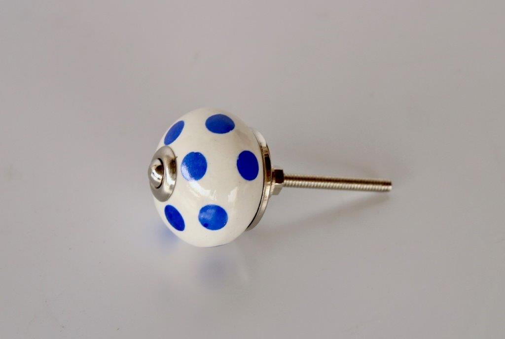Porcelain Blue Spotted Knob