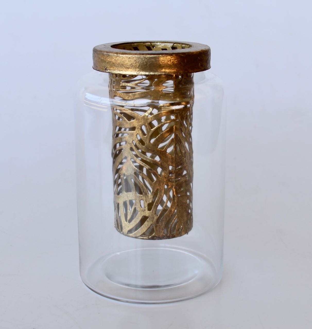 Glass Candle Holder Gold Inner