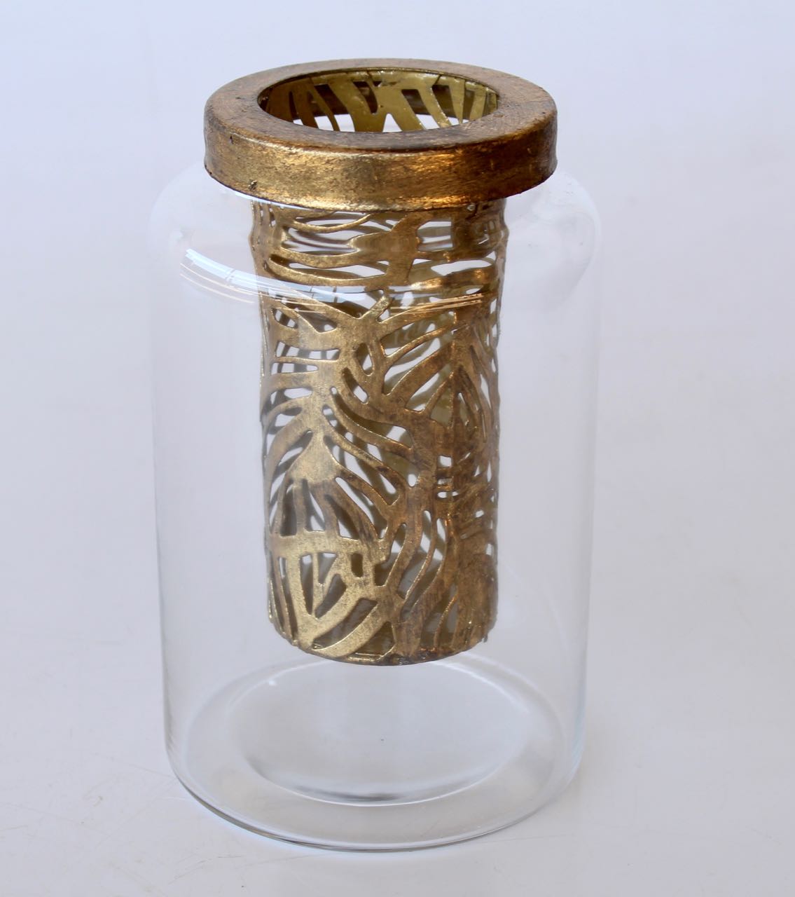 Glass Candle Holder Gold Inner