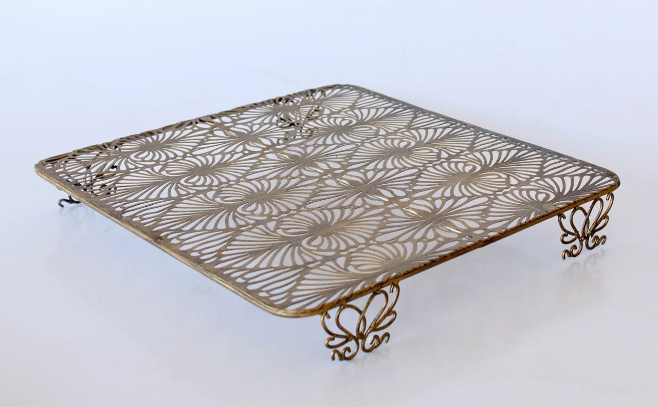 Gold Metal Cut-Out Tray On Feet