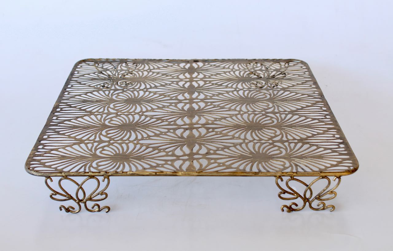 Gold Metal Cut-Out Tray On Feet