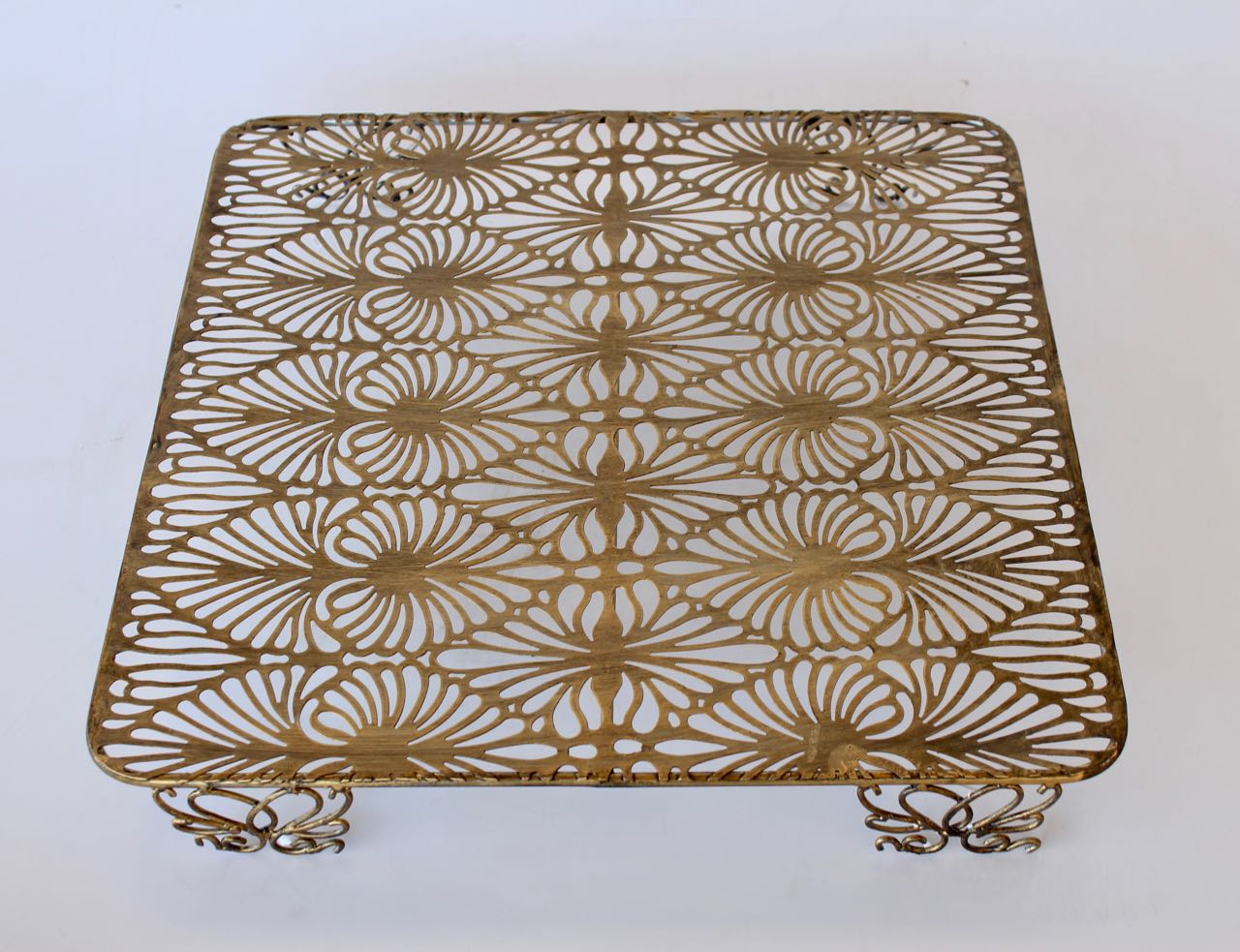 Gold Metal Cut-Out Tray On Feet