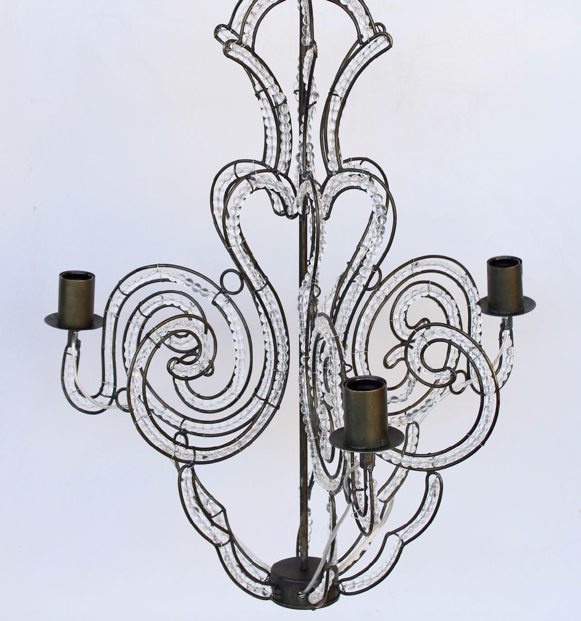 Black & Glass 3 Arm Beaded Chandelier