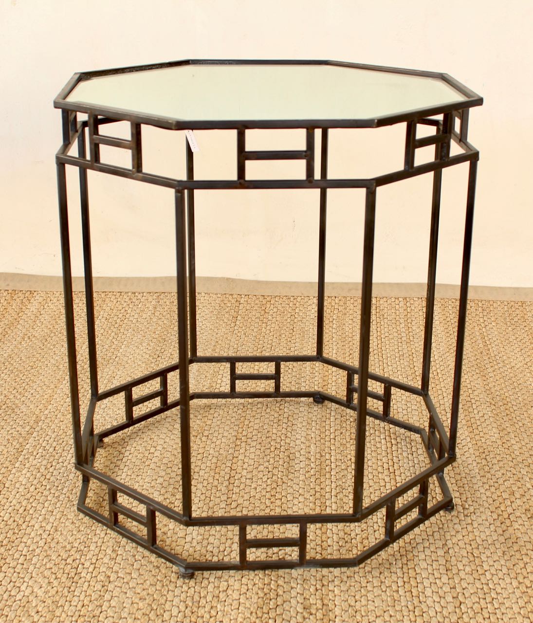 Set Of 2 Metal & Mirrored Octagonal Tables