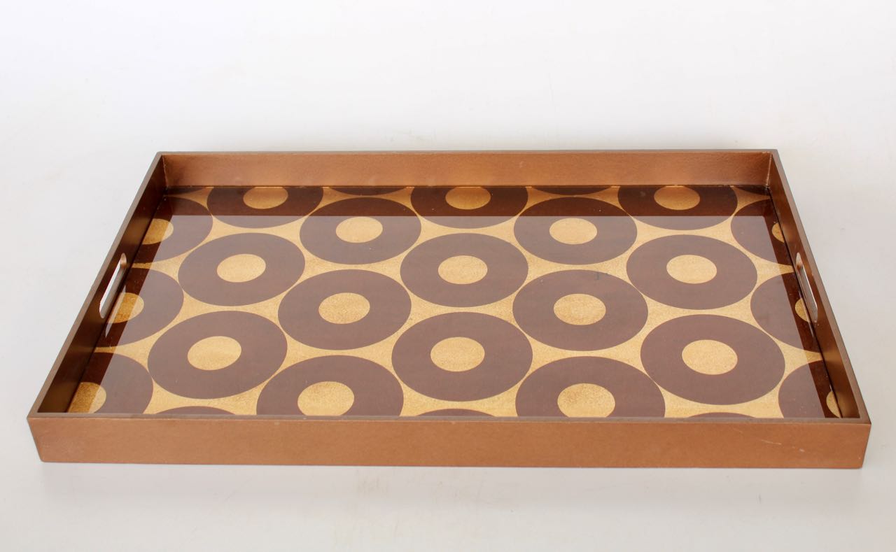 Set Of Two Black & Gold Oblong Trays