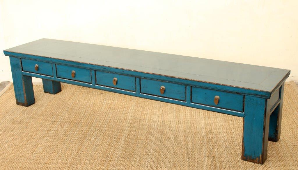 5 Drawer Blue Long Tv Cupboard