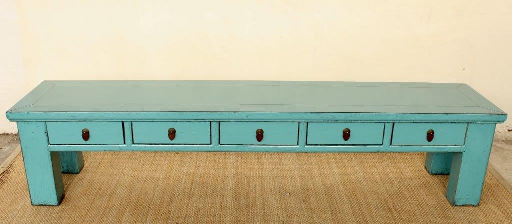 5 DRAWER TURQUOISE LONG TV CUPBOARD  56X242X53CM