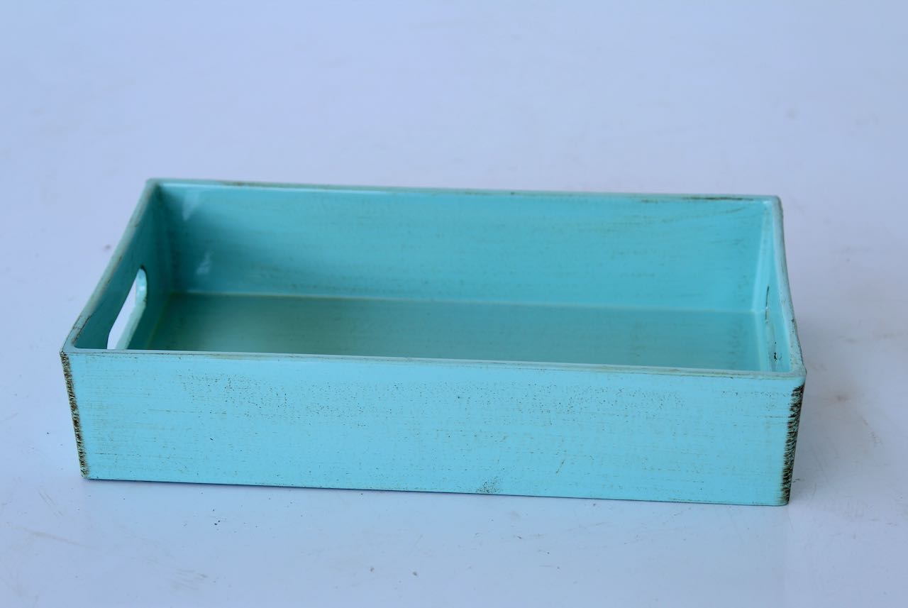 BLUE OBLONG TRAY  5X24X13CM
