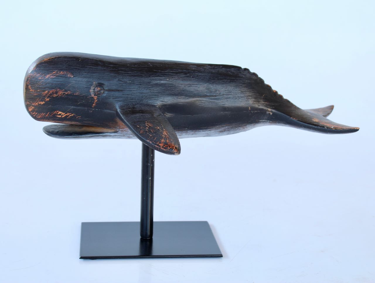 Small Black Whale On Stand