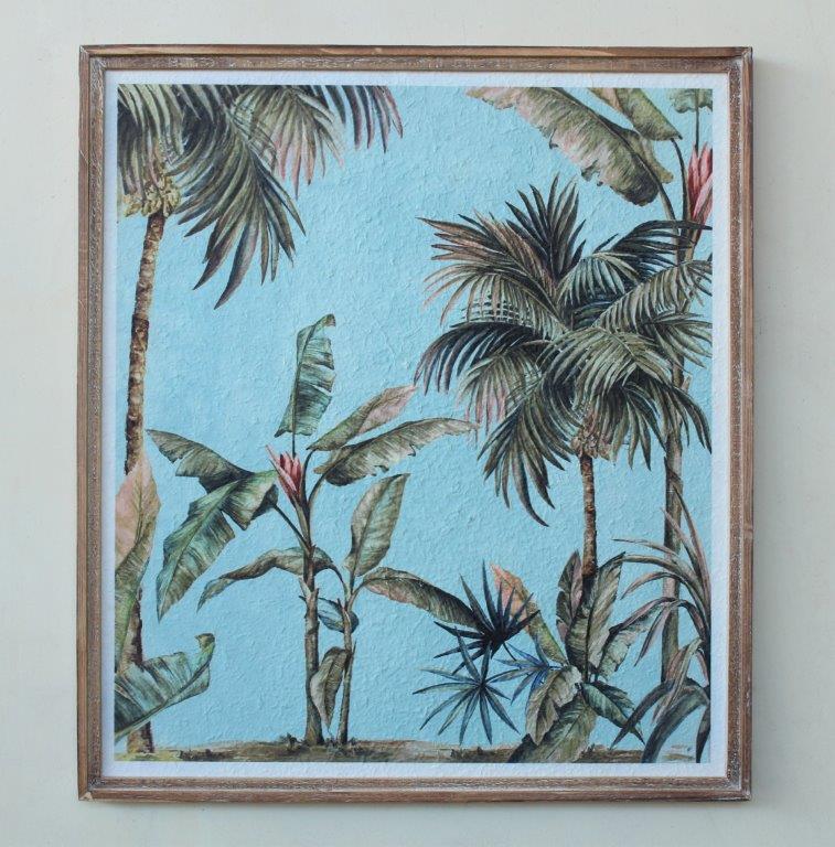 AQUA PALM TREE PAPER PICTURE  93X83CM