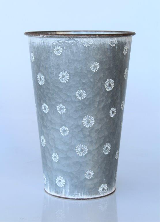 Set Of 5 Daisy Metal Flower Bins