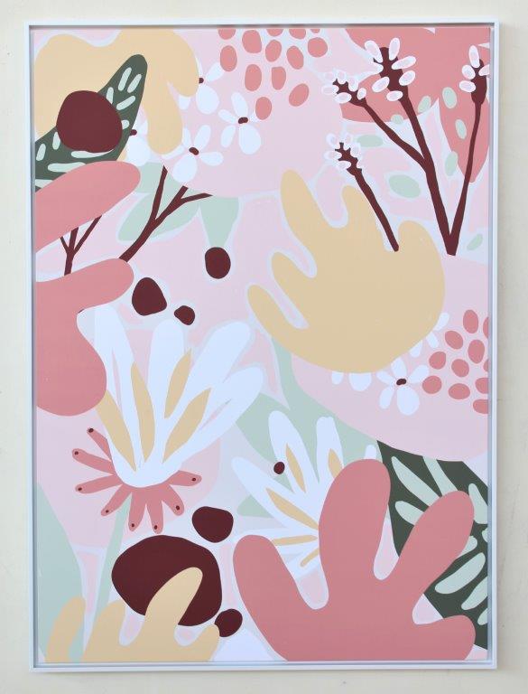 Extra Large Pink, Yellow & Coral Design Framed Picture