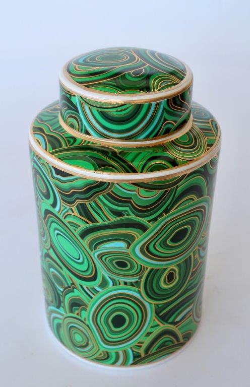 Green Circles Round Jar