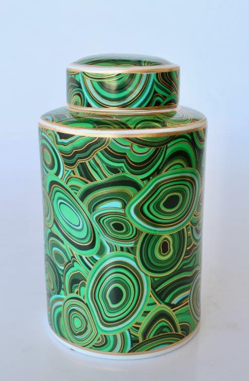 Green Circles Round Jar