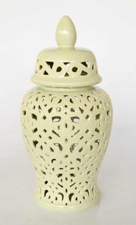 Extra Large Pale Green Cut Out Ginger Jar