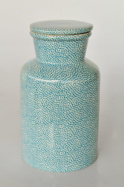 BLUE DOT JAR WITH LID  26X14CM