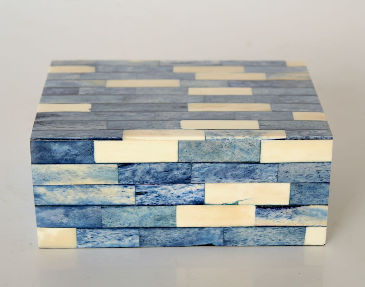 Large Blue & White Bone Box