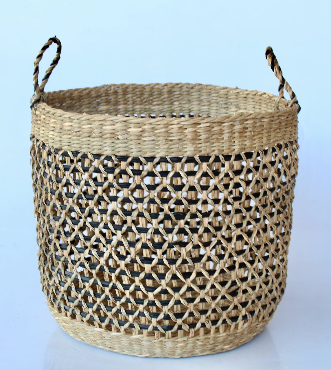 Set Of 3 Black & Natural Diamond Baskets