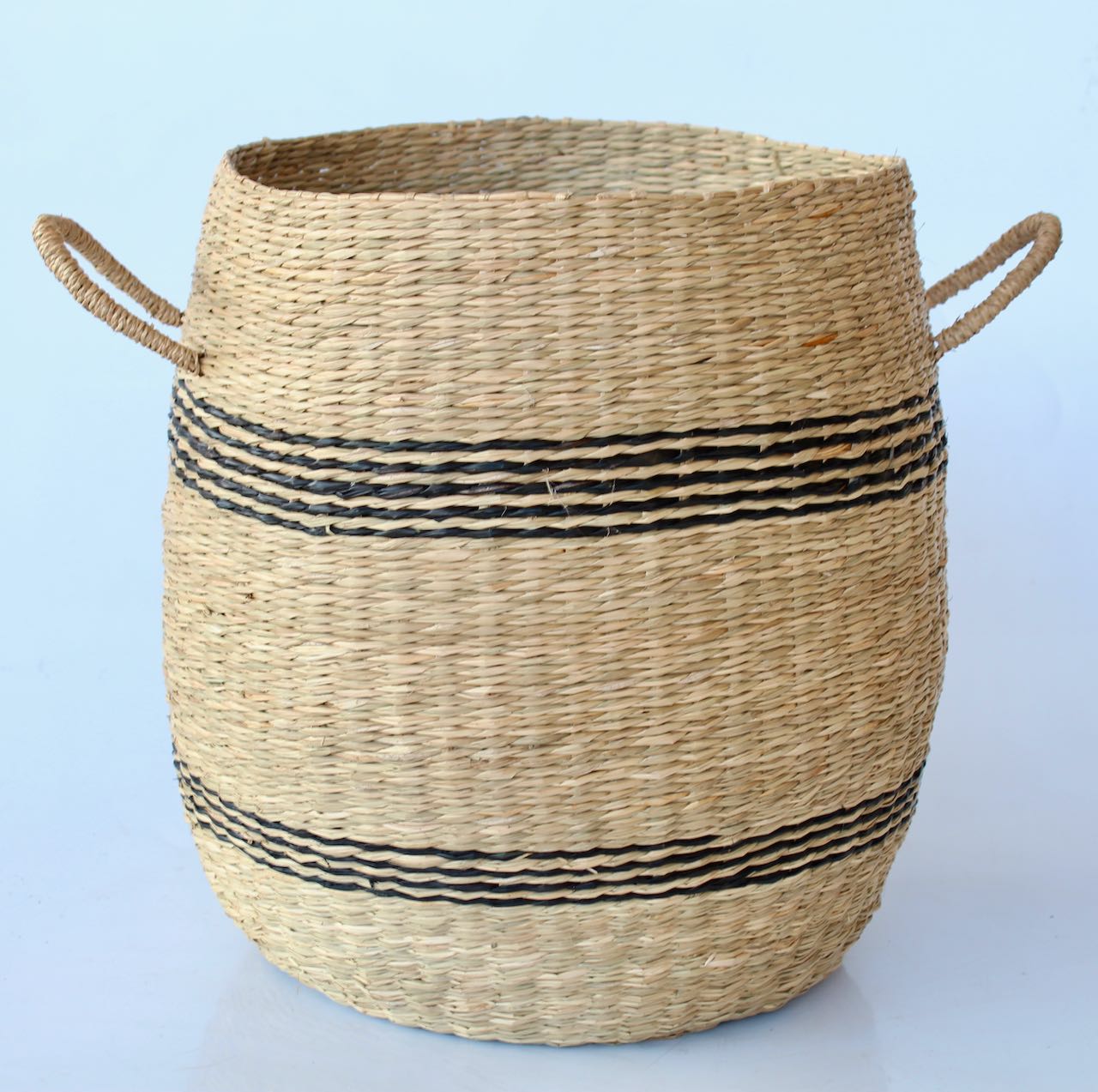 Set Of 2 Seagrass Basket Black Stripe