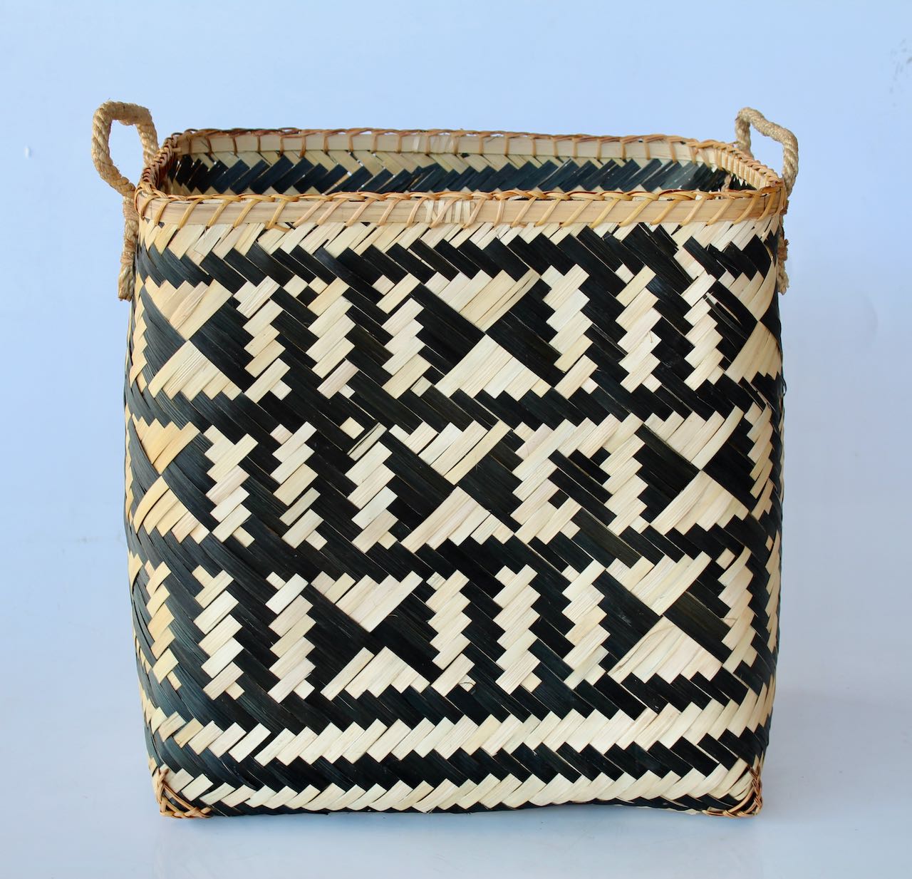 Set of 2 Black & Natural Bamboo Baskets