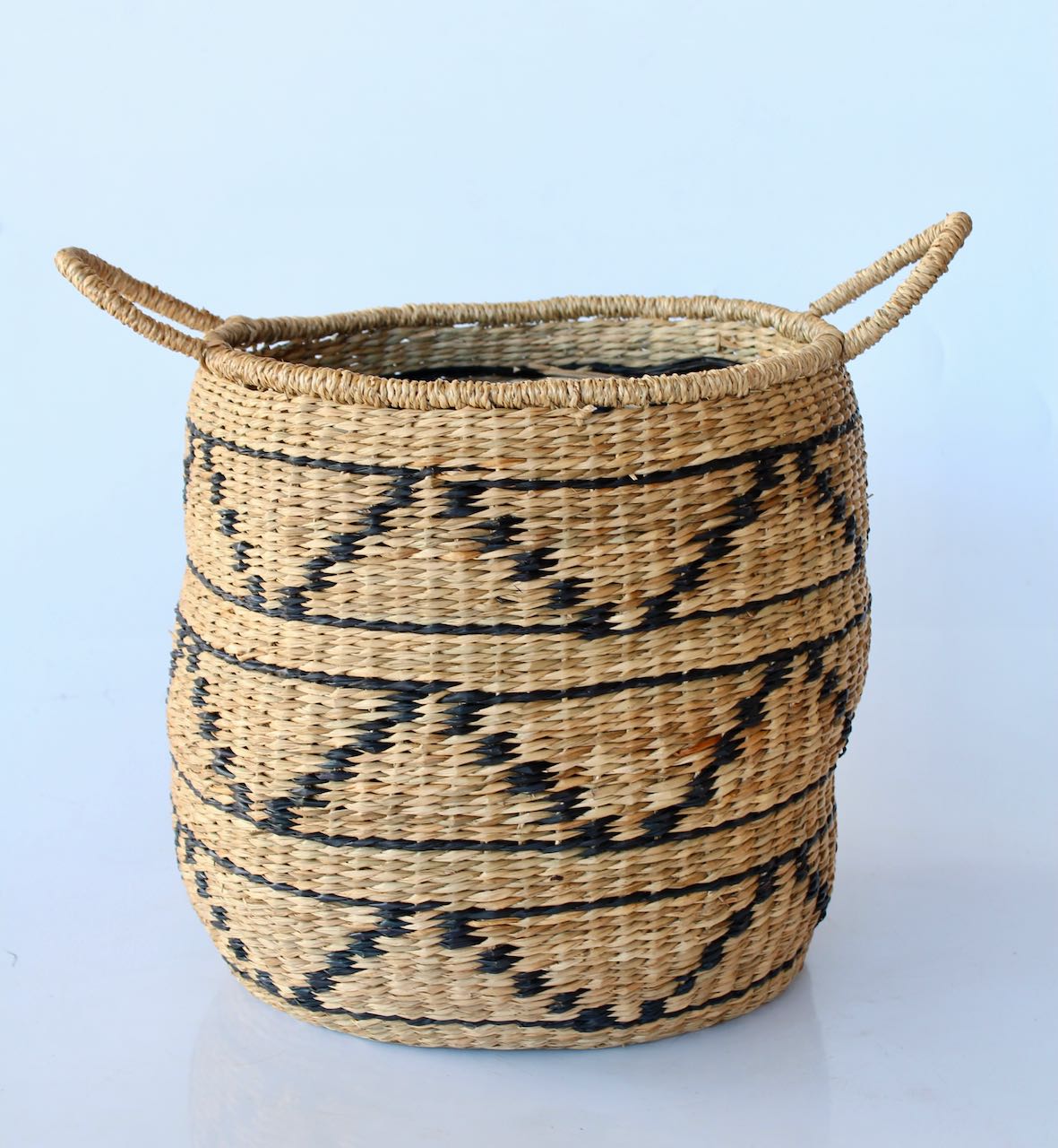 Set Of 2 Black & Natural Zigzag Baskets