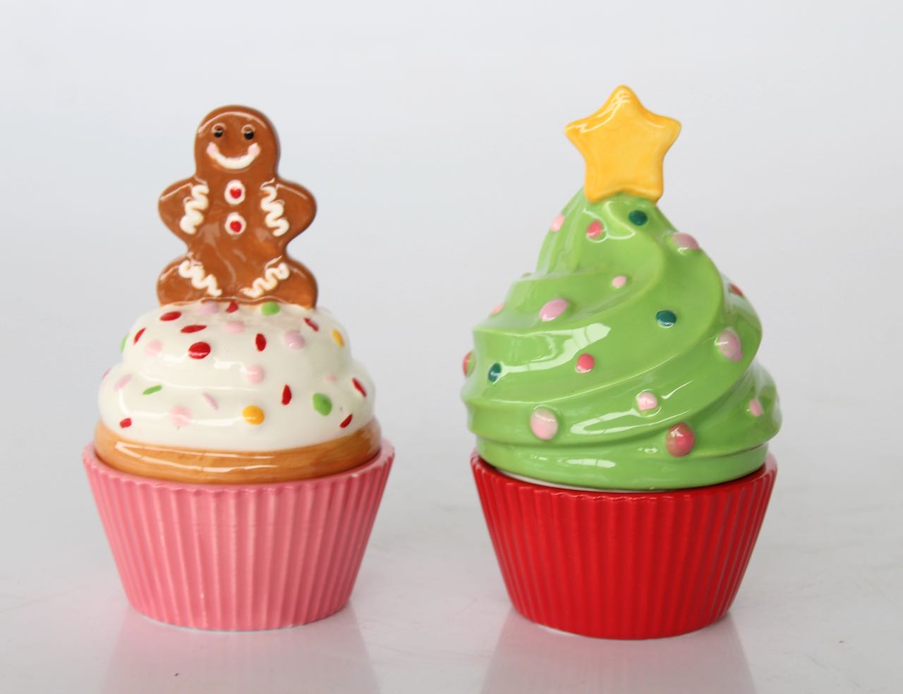 Set Of 2 Ceramic Cupcakes Lids