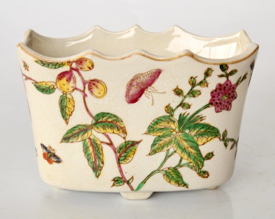 Pink Flower & Butterfly Rectangular Crown Bowl