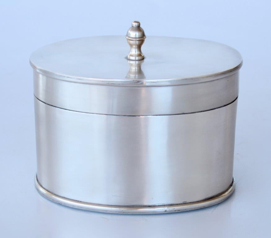 Oval Pewter Box With Lid